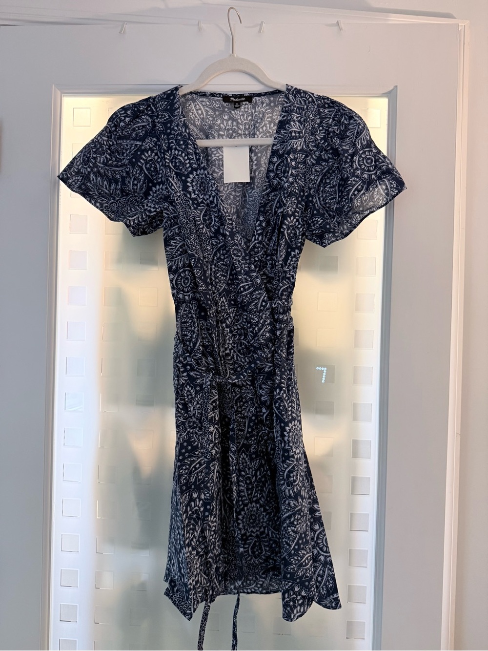 Navy Blue Paisley Wrap Dress